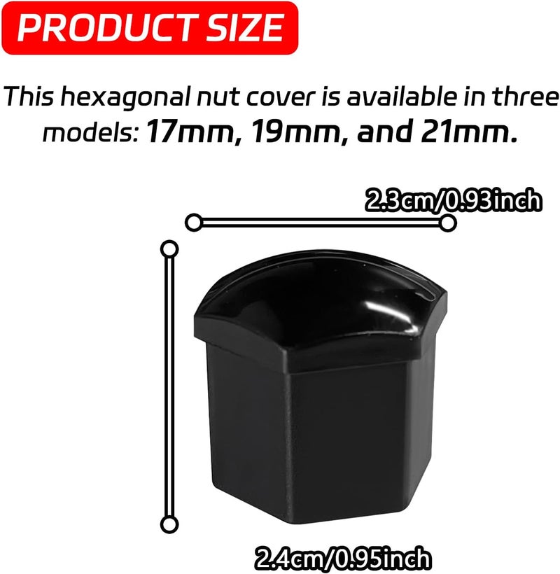 SamWinGear 20PCS Black Lug Nut Covers 21mm Hexagonal Lugnut Cover for Tesla, Car Wheel Center Bolt Nut Caps with Clip Removal Tool Universal Auto Hub Exterior Decoration Protective Cover(21mm/0.82In) - Image 2